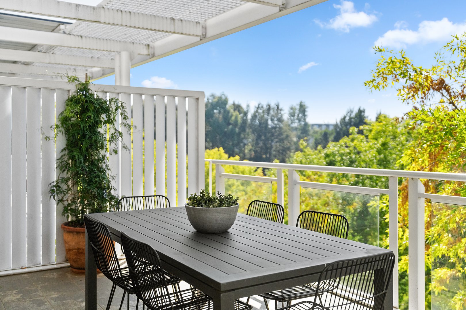 Balcony entertaining area and park outlook